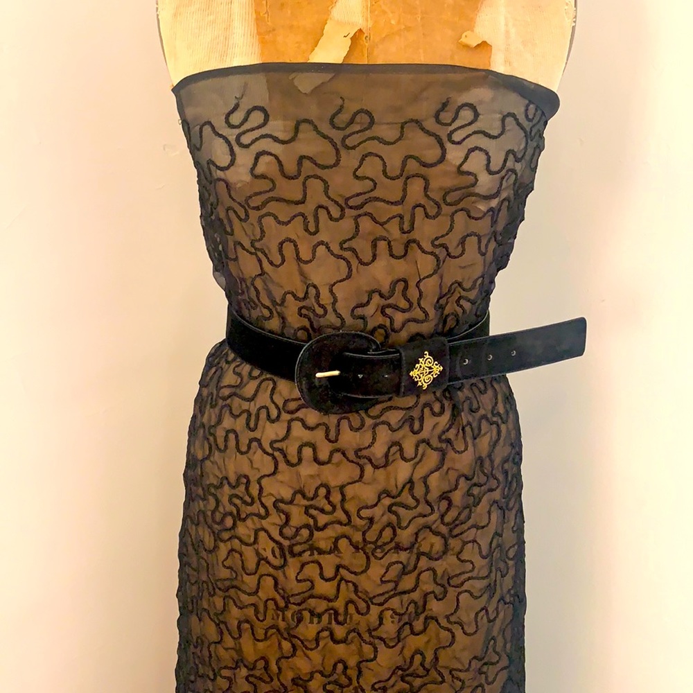 Vintage 80’s chiffon piece goods with embroidery